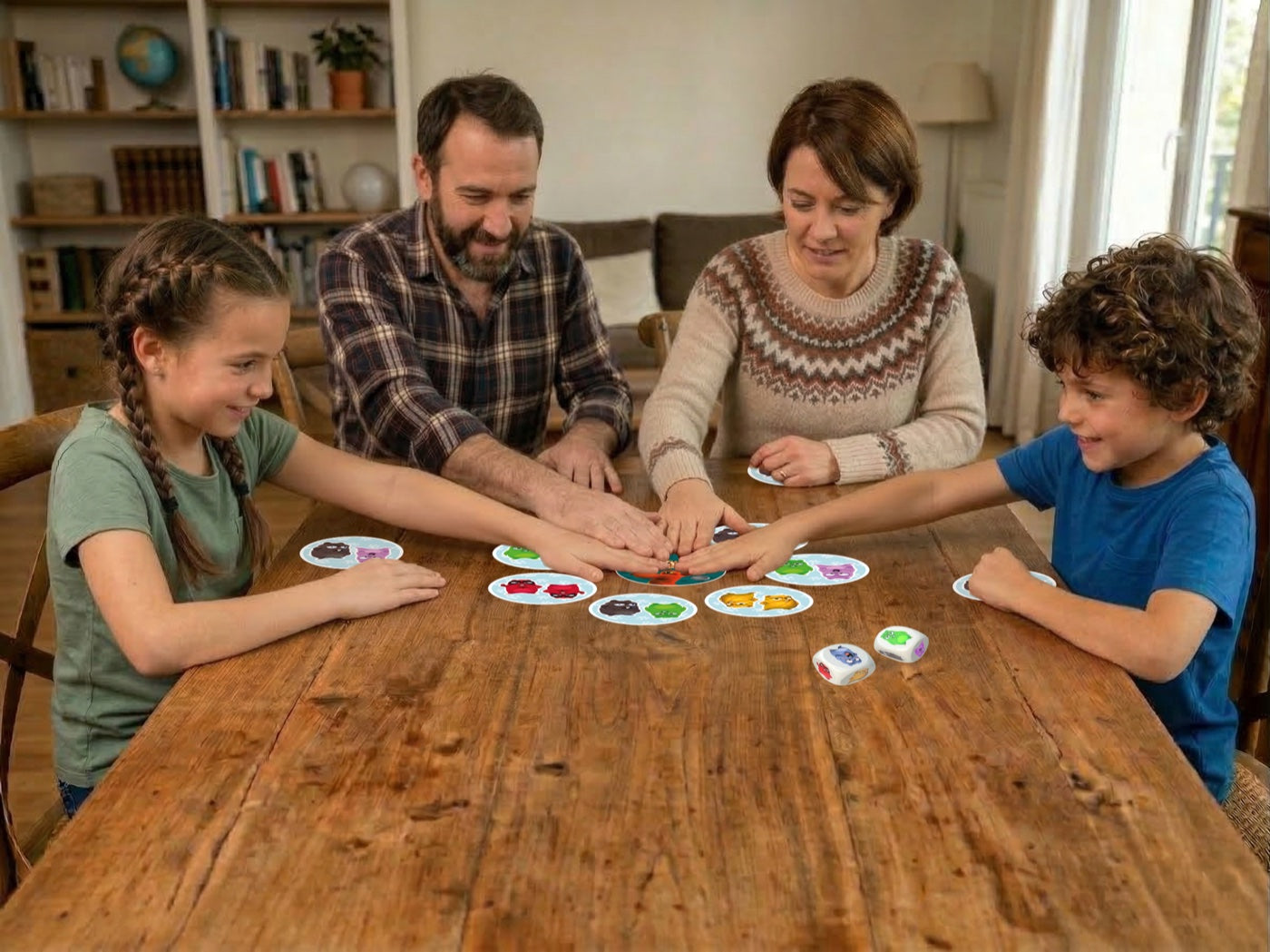 Famille jouant à Grizzy Smash Party